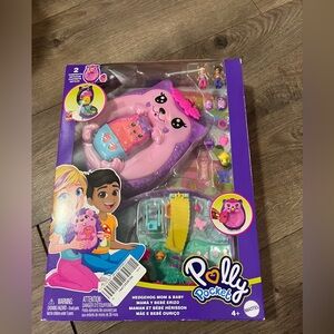 Polly Pocket Hedgehog Mom & Baby Playset Compact w/ 16 Accessories New